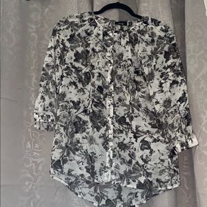 Gray, black, and white blouse